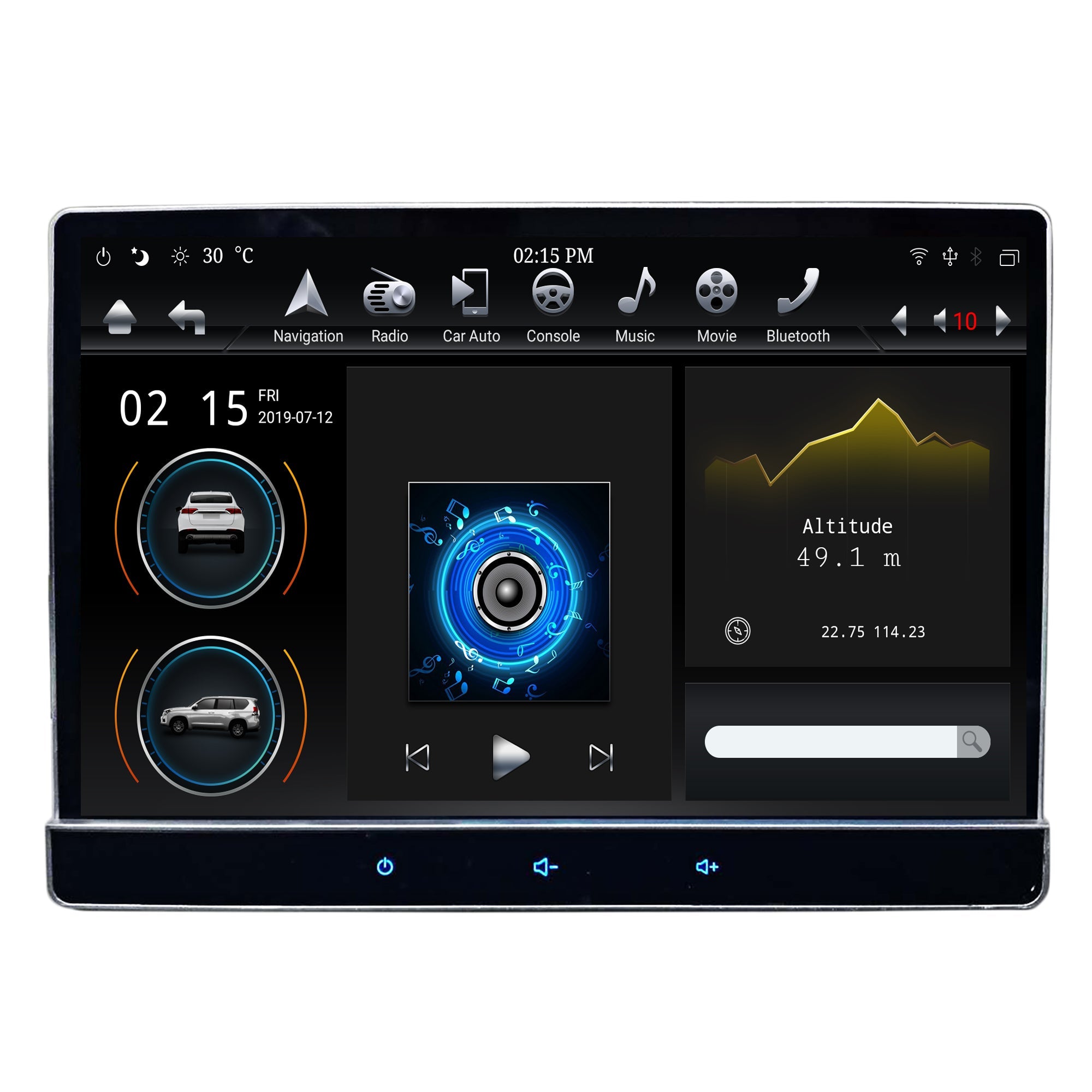 12.2" Universal Double DIN Tesla Style Radio Screen 100° Rotation Abdroid 9 Six-Core 4GB RAM CarPlay Head Unit