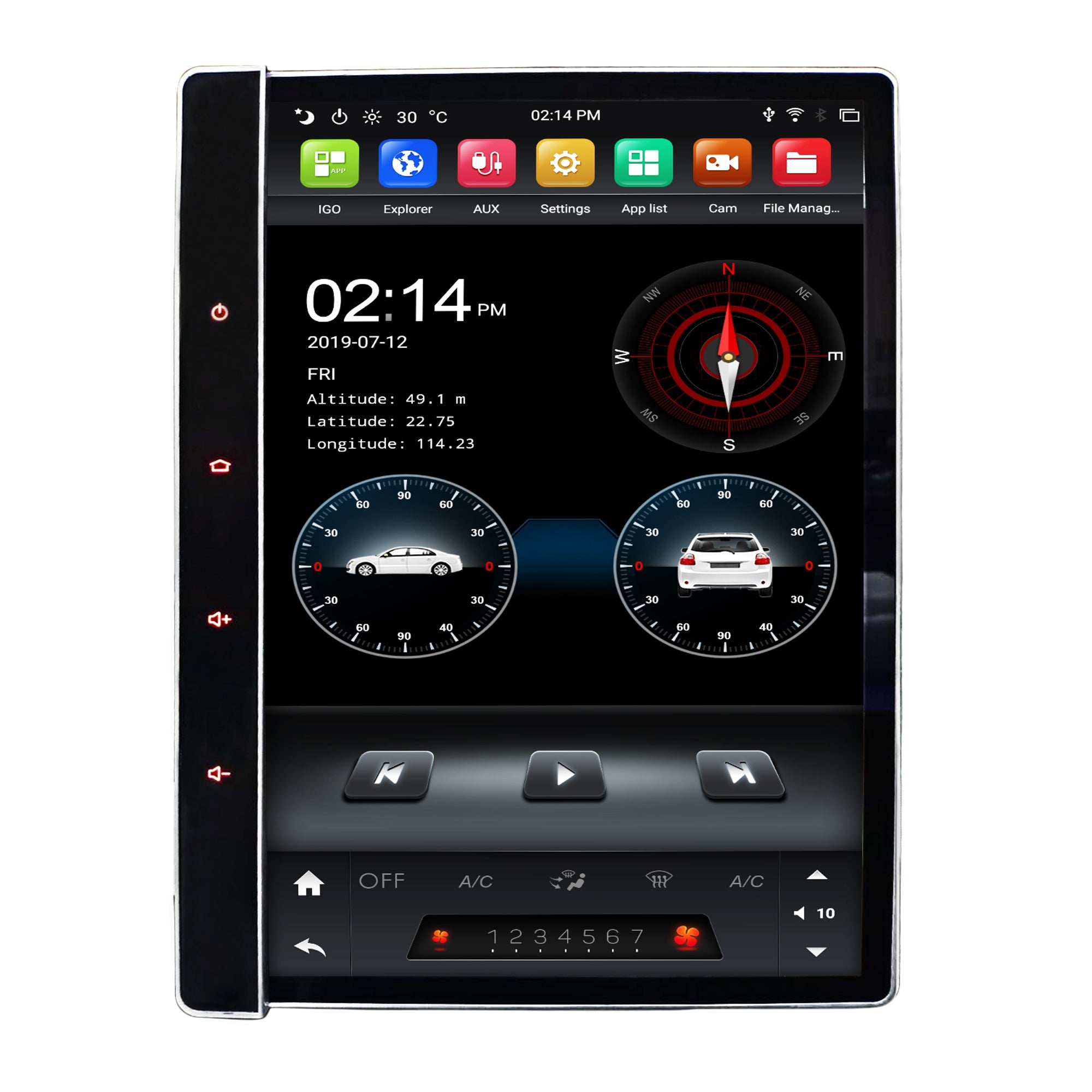 12.2" Universal Double DIN Tesla Style Radio Screen 100° Rotation Abdroid 9 Six-Core 4GB RAM CarPlay Head Unit
