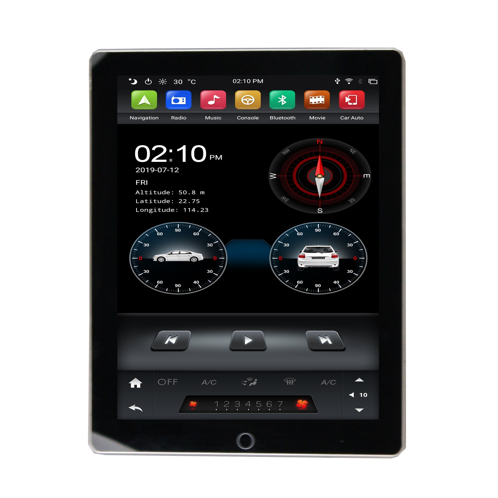 9.7" Universal Double DIN Tesla Style Radio Screen 90° AUTO Rotation Android 9 Six-Core 4GB RAM CarPlay Head Unit