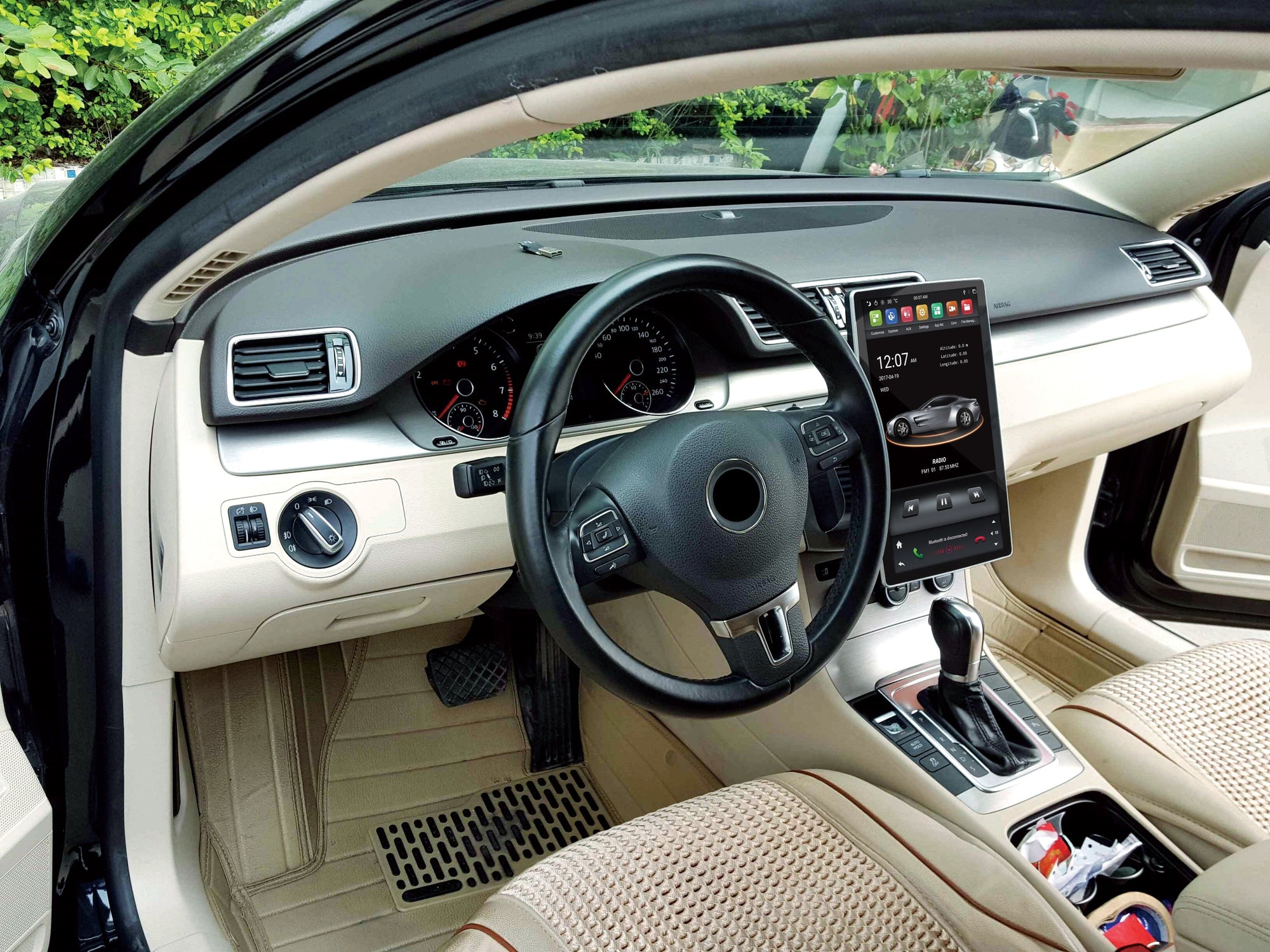 12.8" Universal Double DIN Tesla Style Radio Screen 100° Rotation Android 4GB RAM CarPlay Head Unit