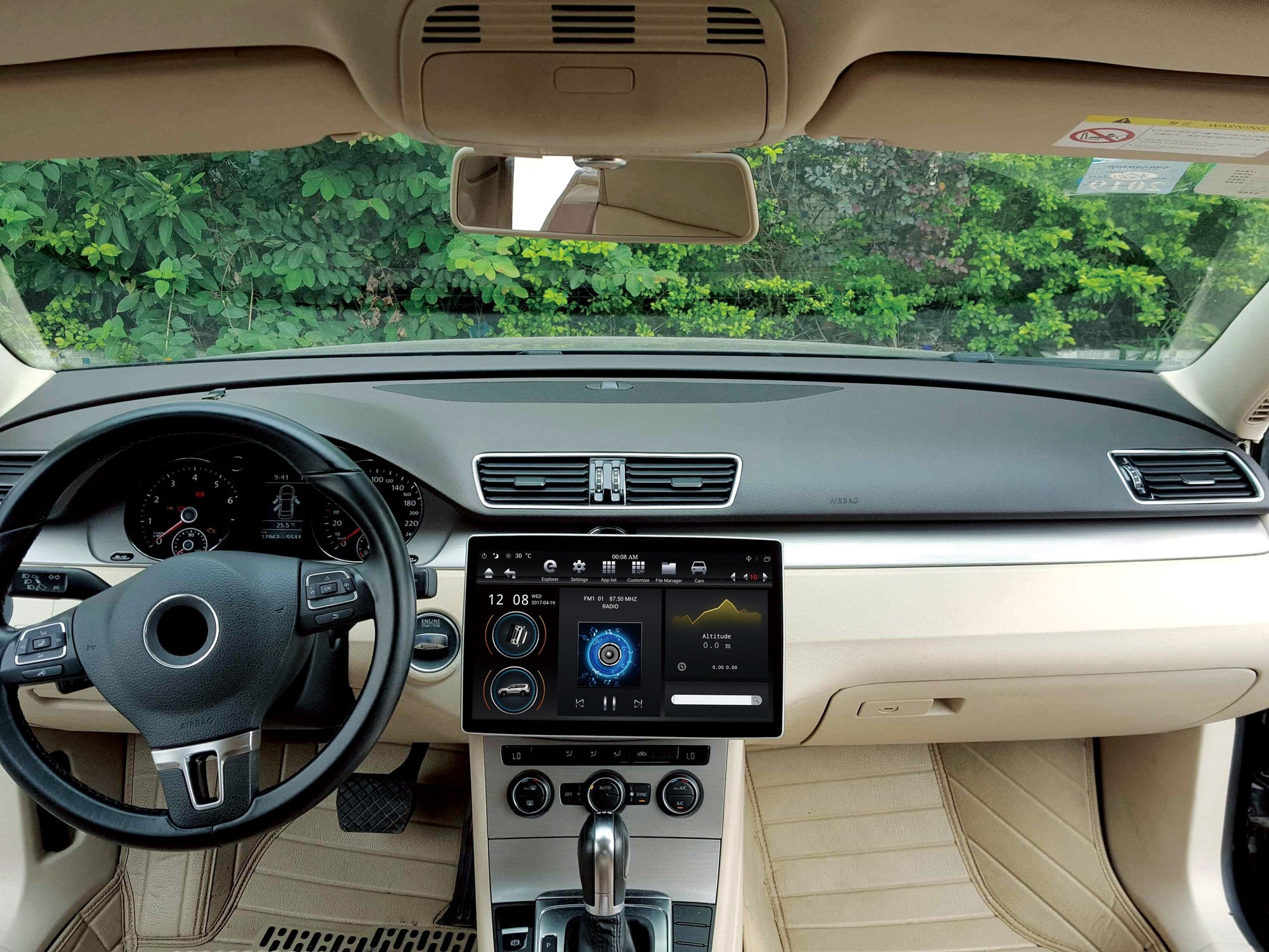 12.8" Universal Double DIN Tesla Style Radio Screen 100° Rotation Android 4GB RAM CarPlay Head Unit